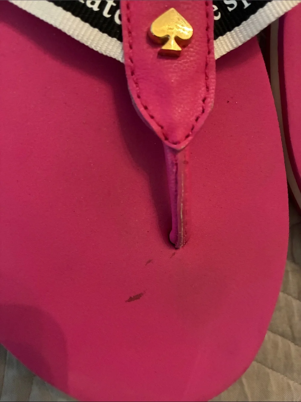kate spade Hot Pink Flip Flop Sandals with Black & White Logo Straps
